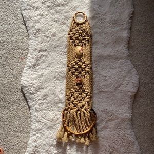 RARE Vintage 70s Mushroom Macrame Towel Wall Hanging